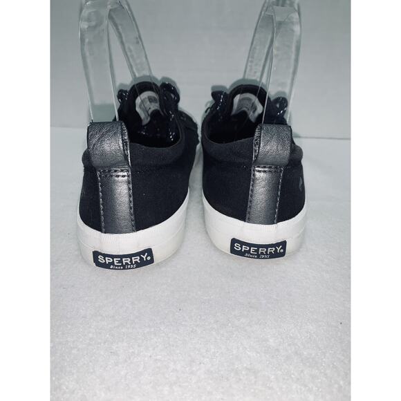 Womens 9 Sperry Canvas Sneakers  Shoes Black Memory Foam Insoles Top Sider Bling - Picture 6 of 13